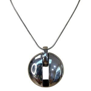 Chicos Silver-Tone Statement Pendant Necklace With Adjustable Chain